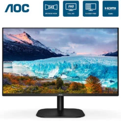 AOC 24B2XH 24" Full HD IPS Monitor, 3-Sided Frameless & Ultra Slim HDMI And VGA Inputs, Lowblue Mode, VESA Compatible,Black