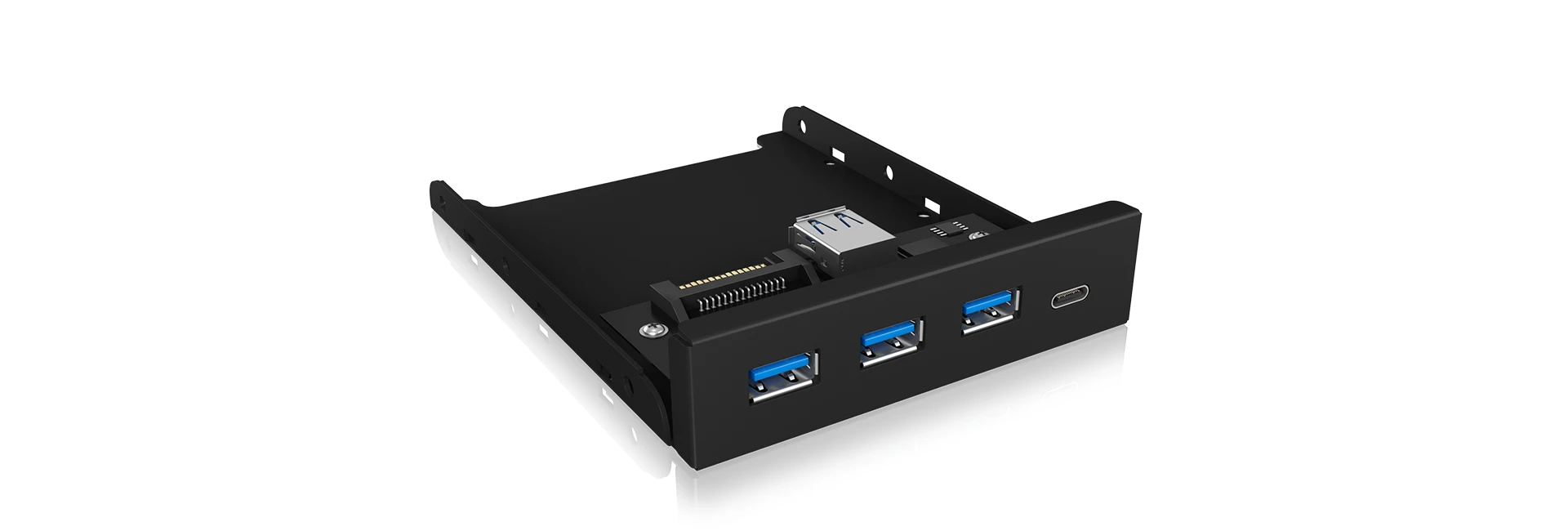 Cryo-PC 3.5" Front Panel 3x USB 3.0 Hub With Type-C, Black - Image 3