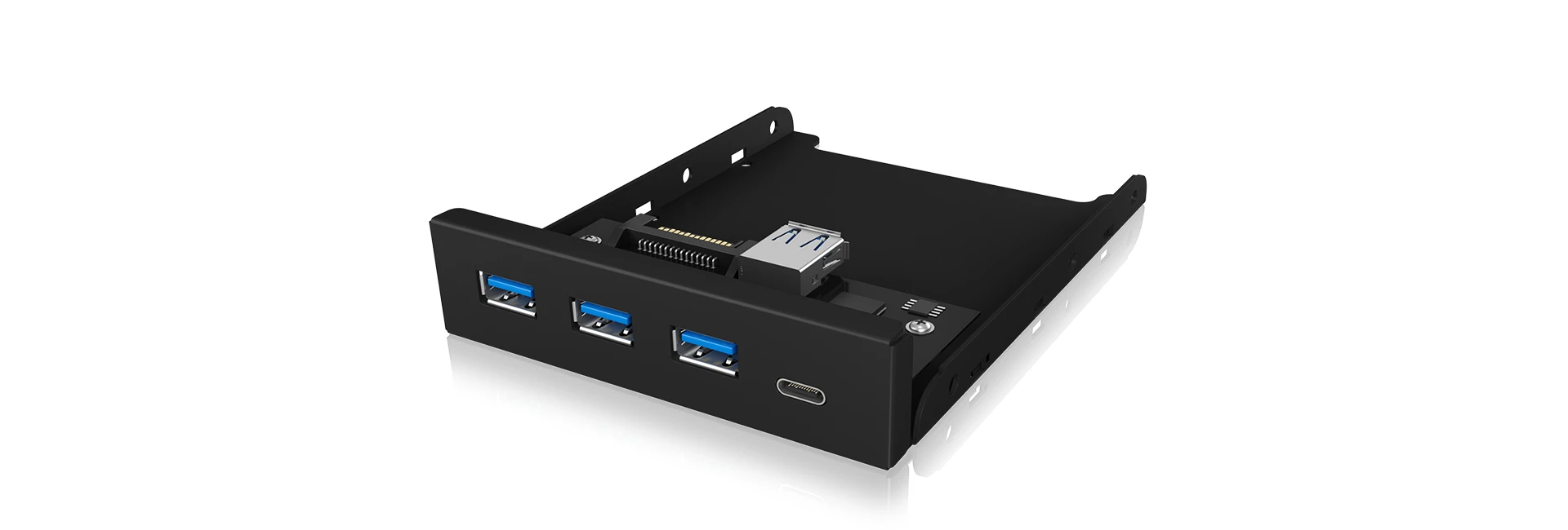 Cryo-PC 3.5" Front Panel 3x USB 3.0 Hub With Type-C, Black