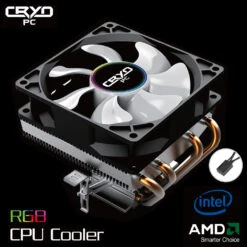 Cryo-PC CPC-ZA92, Low-Profile CPU Cooler With 90mm RGB Fan For AMD/INTEL, Easy Install Bracket Included
