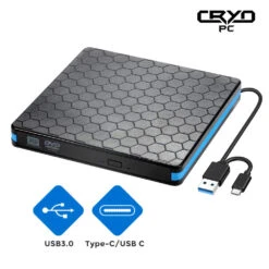 Cryo-PC External DVD-RW CD Player With USB 3.0 And USB-C Type-C