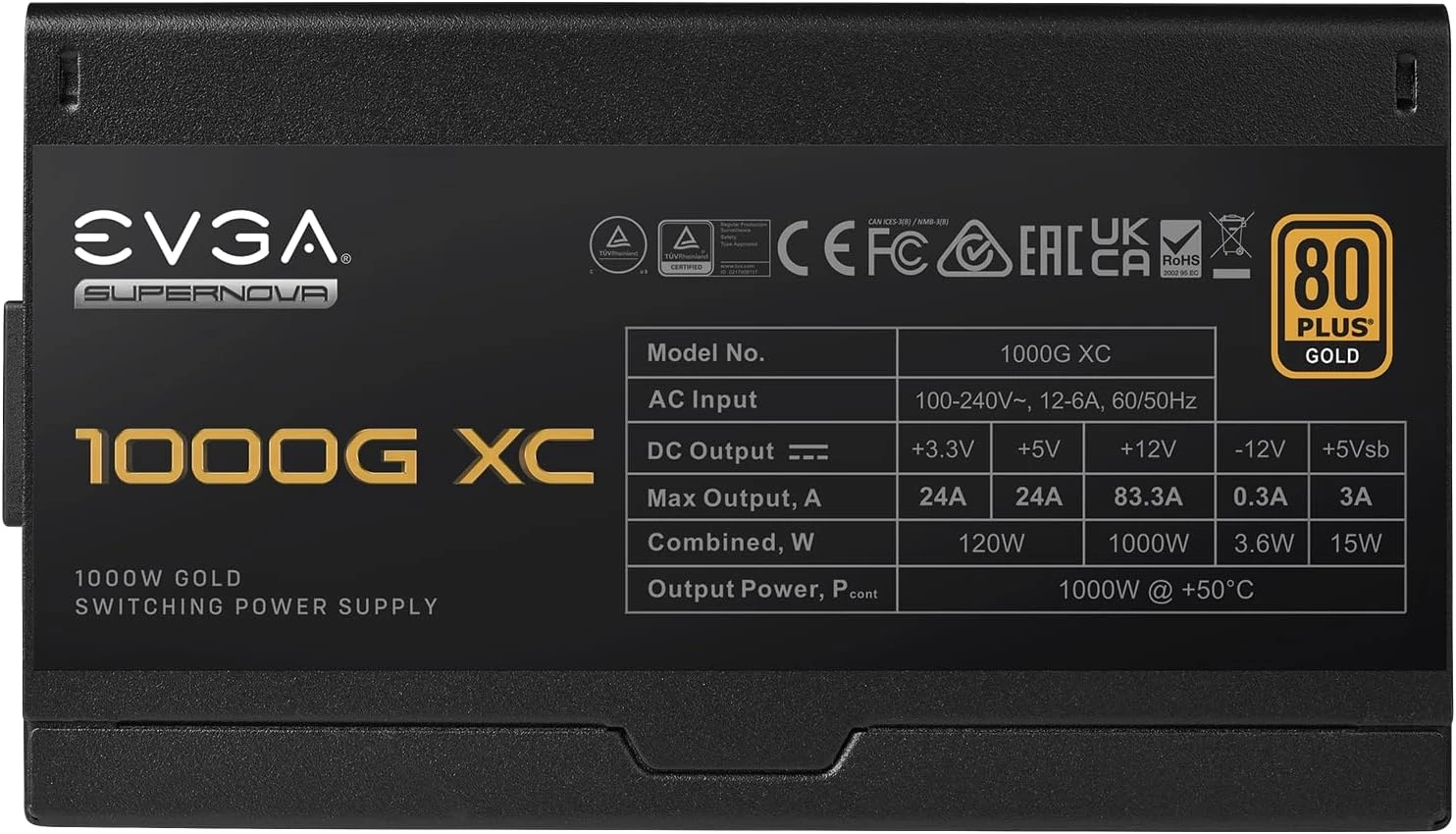 EVGA SuperNOVA 1000G XC, 80 Plus Gold 1000W, Fully Modular, Includes Power ON Self Tester, Compact 150mm Size, Power Supply 520-5G-1000-K1 - Image 4