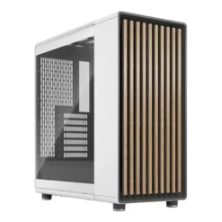 Fractal Design North ATX MATX Mid Tower PC Case - North Chalk White With Oak Front And Clear TG Side Panel