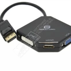 Gigacord 3-in-1 DisplayPort Male To DVI VGA HDMI Female Converter Adapter, Black