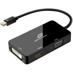 Gigacord 3-in-1 Mini DisplayPort Male To DVI VGA HDMI Female Converter Adapter, Black