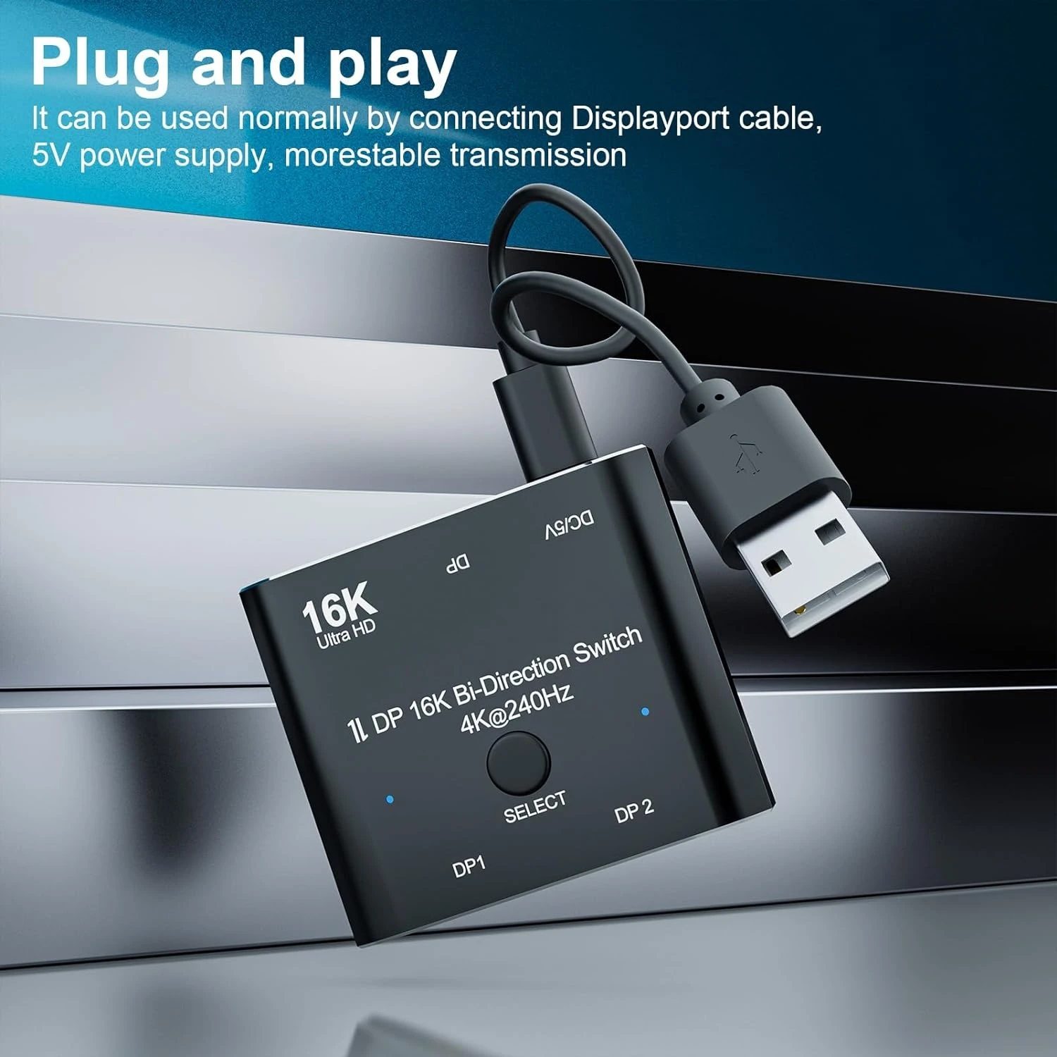 Gigacord DisplayPort 16K DP Switch Bi-Direction 8K@120Hz 4K@240Hz Splitter Converter For Multiple Source And Displays 16K DP Video Converter - Image 2