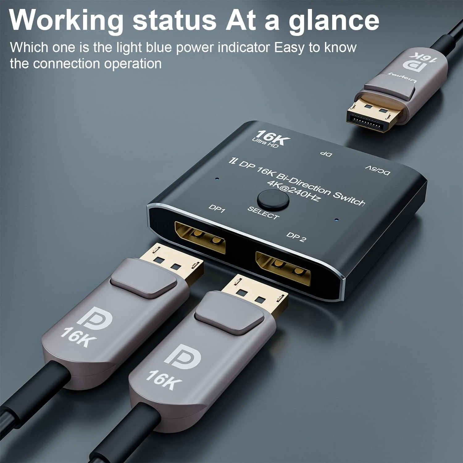 Gigacord DisplayPort 16K DP Switch Bi-Direction 8K@120Hz 4K@240Hz Splitter Converter For Multiple Source And Displays 16K DP Video Converter - Image 8