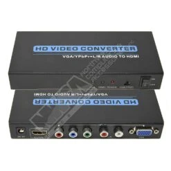 Gigacord VGA And YPbPr Component + R/L Audio To HDMI Converter V1.3 With Remote Support 720P 1080P, Black
