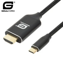 USB C USB-C Type-C Male To HDMI Male Cable 4K 60Hz Braided With Metal Connectors, Black (Choose Length)