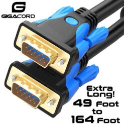 VGA SVGA HDDB15 Male/Male Gold Cable OD.8mm, Black (Choose Length)