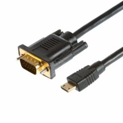 HDMI C Mini Male To VGA HD15-pin Male Cable, Black (Choose Length)