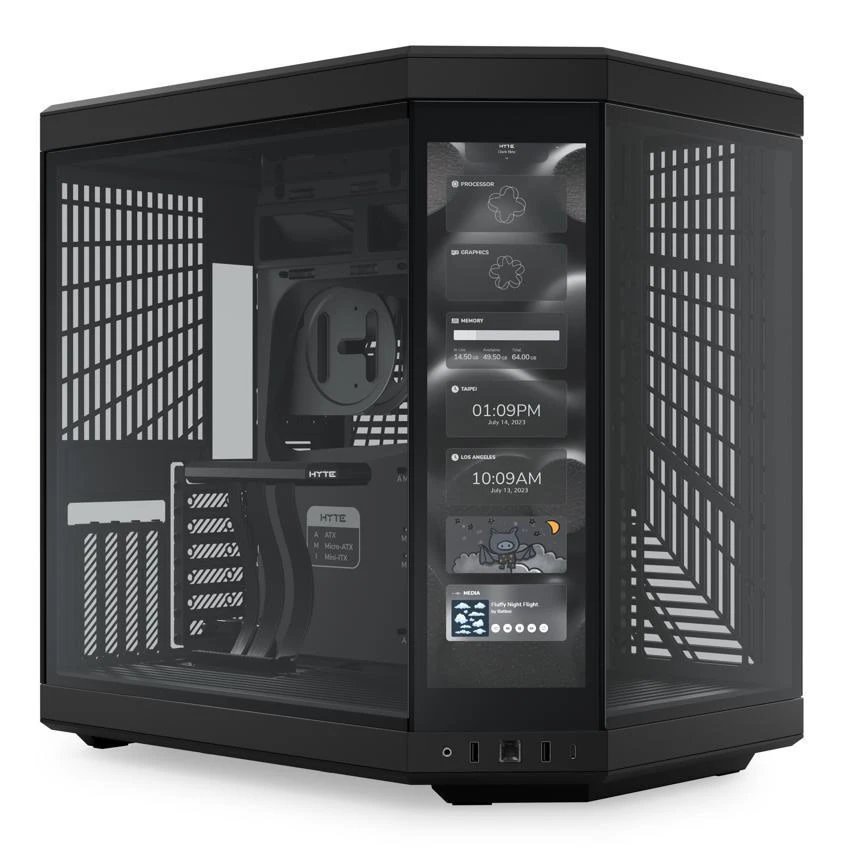 HYTE Y70 Touch Dual Chamber Mid-Tower ATX Case With Touchscreen, Black, CS-HYTE-Y70-B-L