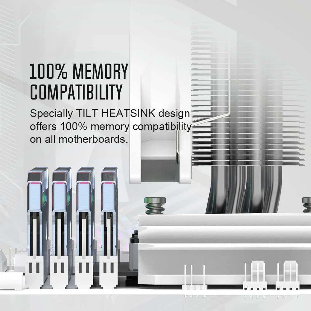 ID-COOLING SE-214-XT ARGB White CPU Cooler 4 Heatpipes CPU Air Cooler Addressable RGB Light Sync With Motherboard(5V 3-PIN Connector) CPU Fan For Intel/AMD, LGA 1700 Compatible - Image 2