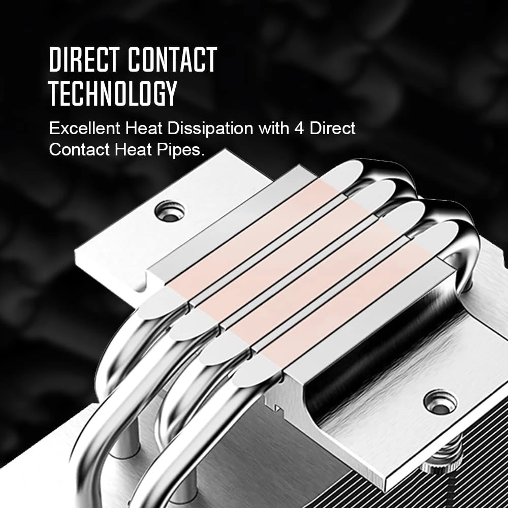 ID-COOLING SE-214-XT ARGB White CPU Cooler 4 Heatpipes CPU Air Cooler Addressable RGB Light Sync With Motherboard(5V 3-PIN Connector) CPU Fan For Intel/AMD, LGA 1700 Compatible - Image 3