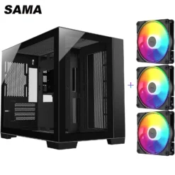 SAMA M711GM Micro ATX Black Case, Tempered Glass